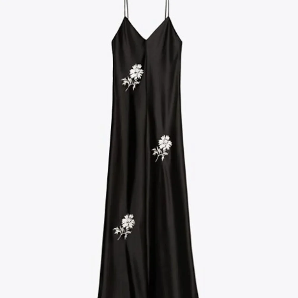 Tory Burch Satin Embroidered Slip Dress Tory Burch size 2 regular fits 4-6